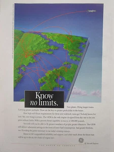 6/1993 PUB GENERAL ELECTRIC AIRCRAFT ENGINES GE90 AIRLINER AIRLINES ORIGINAL AD - Imagen 1 de 1