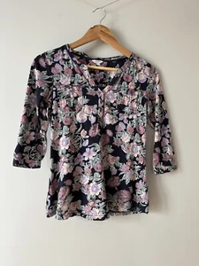 FatFace Women's Blouse Jumper Top UK 8 Black Floral Casual  - Picture 1 of 8