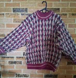 Suéter de lana tejido a mano multicolor grueso Nuca Huasi vintage - talla XL - Imagen 1 de 5