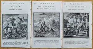 3 Blatt Kupferstiche Schlachthaus Kalb Vieh - Luiken Emblemata - 1735 - Picture 1 of 4