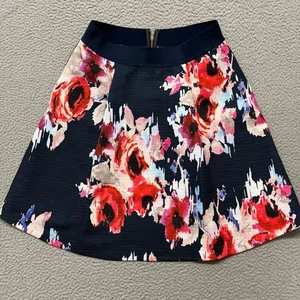 Kate Spade Skirt Womens 10 Navy Floral Ribbed "Skirt The Rules" Colorful Classic - Picture 1 of 12