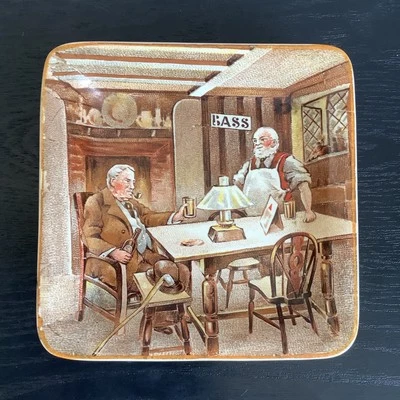 Vintage Newhall pub ashtray 'Great Stuff This BASS' small ceramic dish - 10cm - Image 1 of 4