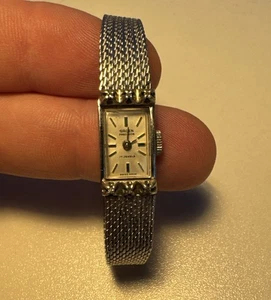 VTG 50s Gruen Precision Ladies Watch 17 Jewels 10k RGP Bezel Silver Mesh WORKING - Picture 1 of 11