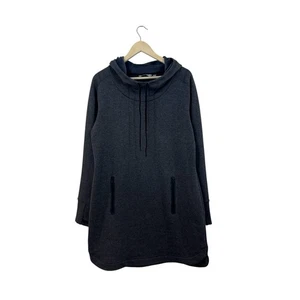 Athleta Large Cozy Karma Hoodie Sweatshirt Dress Fleece Lined Gray Womens - Picture 1 of 10