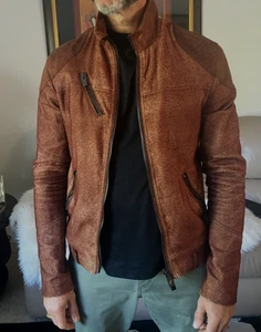 F. LLI Cerruti Men's Biker Jacket Size M made in Italy 100 % cotton - Picture 1 of 14