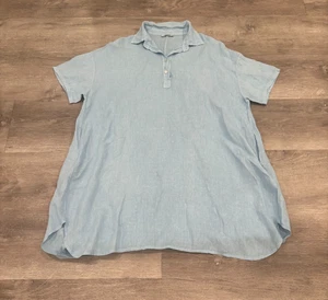 Meo Meli italienisches Leinen Boho hellblau Tunika Shirt Kleid Taschen Made in Italy - Bild 1 von 7