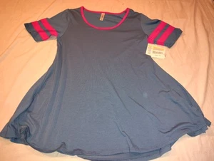 LuLaRoe Perfect T Short Sleeve Shirt Top Xtra Small NWT XS Gray Pink Jersey NEW - Picture 1 of 5