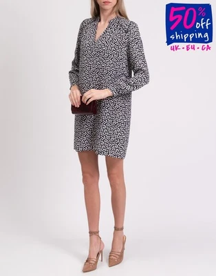 PVP €610 DIANE VON FURSTENBERG Mini Vestido de Seda Talla XS Puños Abotonados Reunidos Foto 1 de 4