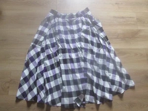 Next Size 14 Purple white grey mauve Check Flare Midi Skirt Brand NEW with Tags - Picture 1 of 3