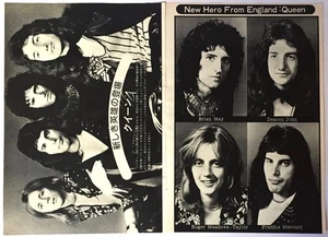 QUEEN FREDDIE MERCURY ROGER TAYLOR BRIAN MAY 1974 CLIPPING JAPAN ML 11N 2PAGE - Picture 1 of 3