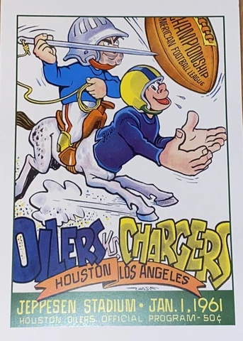 1960 AFL Championship Game Poster - Houston Oilers - L.A. Chargers - Jeppesen Cover