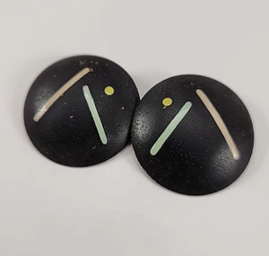 Pendientes Retro Abstractos Redondos Negros ¡ENVÍO RÁPIDO GRATIS!! - Imagen 1 de 6