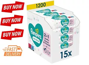 Pampers Sensitive Baby Wipes, 1200 wipes (15 x 80) For Sensitive Baby Skin, Derm - Bild 1 von 6