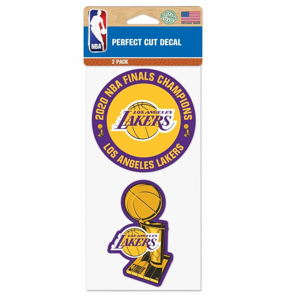 Conjunto de decalques Los Angeles Lakers Wincraft 2020 NBA World Champions 4x4 2 peças - Imagem 1 de 1