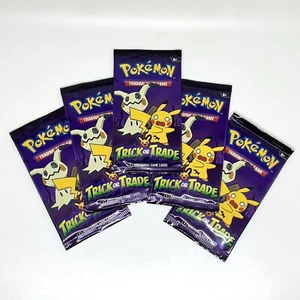 5x Pacchetti Booster Trucco o Commercio Halloween Pokemon 2023 Zucca Pikachu Timbrati - Foto 1 di 2