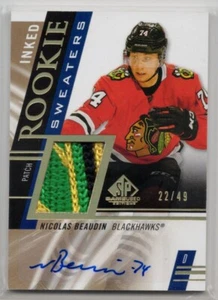 2020-21 SP Game Used Inked Rookie Sweaters Patch #RSNB Nicolas Beaudin 22/49 - Picture 1 of 2