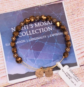 NEW NWT Alex and Ani Night's Mosaic Copper Beaded Gold Bracelet W/Card - Picture 1 of 2