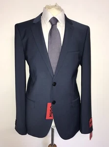 HUGO BOSS - Extra Slim Fit Plain BLUE WOOL SUIT - 42 Reg - W36 L32 - BNWT LOVELY - Picture 1 of 13