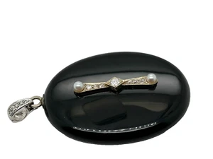 Victorian Photo Locket Diamond Pearl Accents - Picture 1 of 10