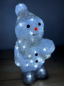 Christmas Acrylic Snowman Holding Snowball, 31cm, LED Lights, In or Outdoor Use! - Picture 1 of 6