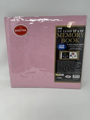 NEW Pioneer EZ Load 12x12 Memory Book Photo Album Pink Plaid Top Loading Pages - Image 1 of 4