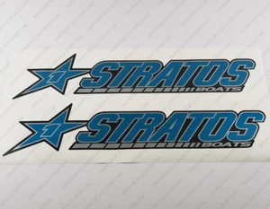 STRATOS 1 BOAT LOGO BLUE/SILVER DECALS STICKERS Set of 2 x 21" LONG - Picture 1 of 5