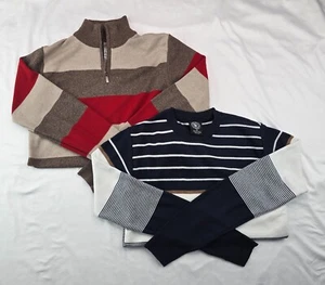 Boys striped sweater long sleeve shirt multi color lot of 2 size 18 XL Youth - Picture 1 of 9