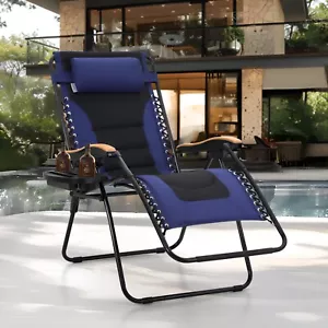 Folding Zero Gravity Chair Outdoor Recliner Patio Lounge Beach Chair Adjustable - Picture 1 of 13