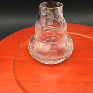 Tiffany & Co. Crystal Etched Magnolia  Design Vase 4.25” H  Signed RARE LCT - Picture 1 of 11