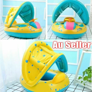 Baby Kids Inflatable Float Ring Seat Sunshade Boat Beach Swimming Pool Raft AU - Picture 1 of 12
