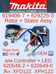 MAKITA 620548-2 Controller + 619406-7 OEM Rotor+ 629225-3 Stator for XFD12 XPH12 - Picture 1 of 2