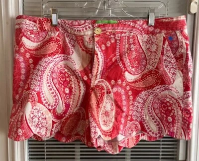 Pantalones Cortos Pappagallo Festoneados Rosa Paisley Botón Cremallera Talla 16 Usados en Excelente Condición Coloridos Foto 1 de 4