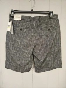 Perry Ellis Portfolio Mens Size 30 White Black Classic Dress Shorts Flat Front - Picture 1 of 4