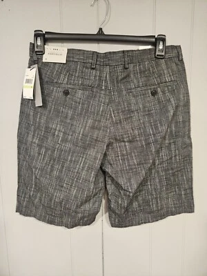 Pantalones Cortos de Vestido Clásicos Perry Ellis Portfolio Para Hombres Talla 30 Blanco Negro Frente Plano  Foto 1 de 4