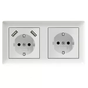 Gira System 55 Standard USB Steckdose Doppelsteckdose Reinweiß glänzend - Set - Foto 1 di 2