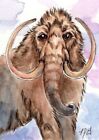 Mammoth Prehistoric Art (#2) Aceo Atc Original Ink And Wash Watercolor Ljg