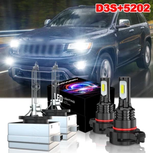 For Jeep Cherokee 2014-2018 - D3S HID Headlight + 5202 LED Fog Light Bulbs Kit - Picture 1 of 13