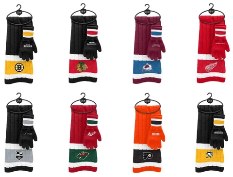 NHL Unisex Winter Knit Scarf and Glove Gift Set w/ Hanger NEW! Cover