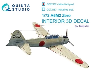 Calcomanía interior Quinta Studio QD72162 3D A6M2 Zero Mitsubishi Prod. (Tamiya) 1/72 - Imagen 1 de 10