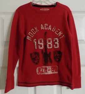 Boy's Arizona Red Waffle Pattern Long Sleeve Shirt Size 7 Guitar Rock Academy - Picture 1 of 5