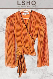 Diane von Furstenberg Women 100% Silk Thin Cardigan Orange Striped Size XS R722 - Picture 1 of 24