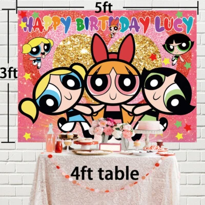The Powerpuff Girls Personalised Custom Birthday Banner Backdrop Party Decor - Image 1 of 4