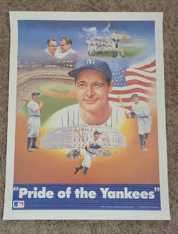 LOU GEHRIG Vintage 1988 Lithograph 20x26 - Limited Ed. /950 Cover