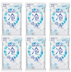KAO Biore Cool Sheet salviette corpo senza profumo fogli grandi 20 deodoranti set da 6 - Foto 1 di 4