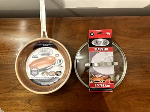Gotham Steel 9.5" Aluminum Fry Pan Non-Stick TI-CERAMIC Coating w/ Glass Lid New - Picture 1 of 8
