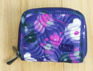 LUG Splits SE RFID Purple Floral 17 Card Slots Wallet Accordian Opening Zips - Picture 1 of 4