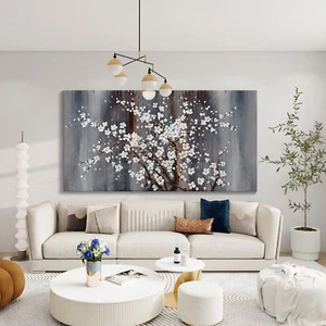Large Canvas Wall Art Plum Blossom Wall Art Brown Wall Decor Living Room Bedr... - Picture 1 of 6
