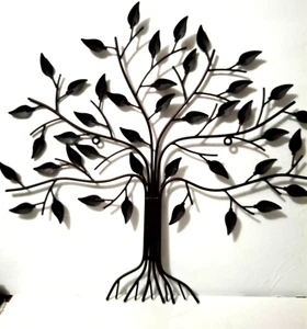 Rustic Brown Metal Tree Wall Decor Sculpture Wall Hanging 18" Tall x 19" across - Picture 1 of 11