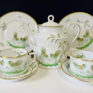 Richard Ginori Green Cock Tea Cup Saucer teapot Plate set Gift Restaurant Japan - Picture 1 of 24