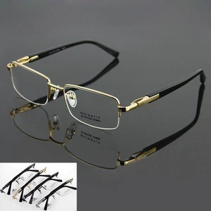 Pure Titanium Optical Half Rimless Glasses Frames for Men Large Eyeglasses Rx - Picture 1 of 21